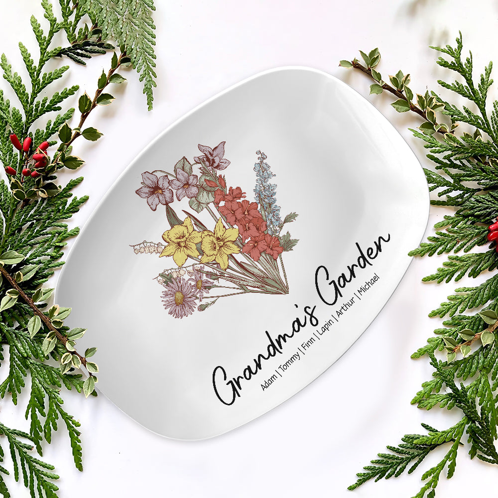Personalized Grandma Garden Vintage Platter Gift For Grandma - Mother's Day Gift - Birthday Follower Platter