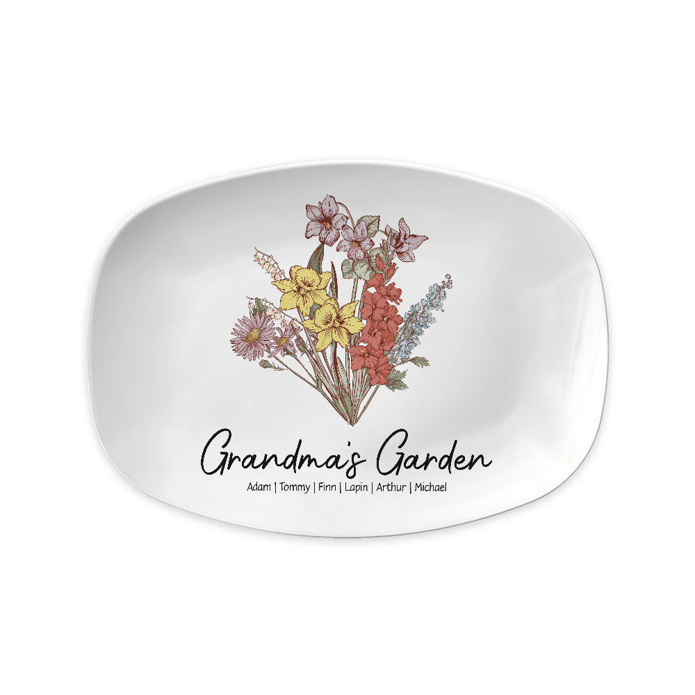 Personalized Grandma Garden Vintage Platter Gift For Grandma - Mother's Day Gift - Birthday Follower Platter