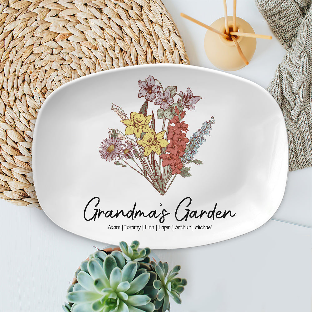 Personalized Grandma Garden Vintage Platter Gift For Grandma - Mother's Day Gift - Birthday Follower Platter