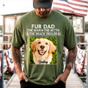 Funny Dog Dad Shirt with Pet Name and Photo Custom Dog Photo Shirt for Daddy, Father's Day Dog Lover Shirt, Snack Dealer Tee for Men Vh01