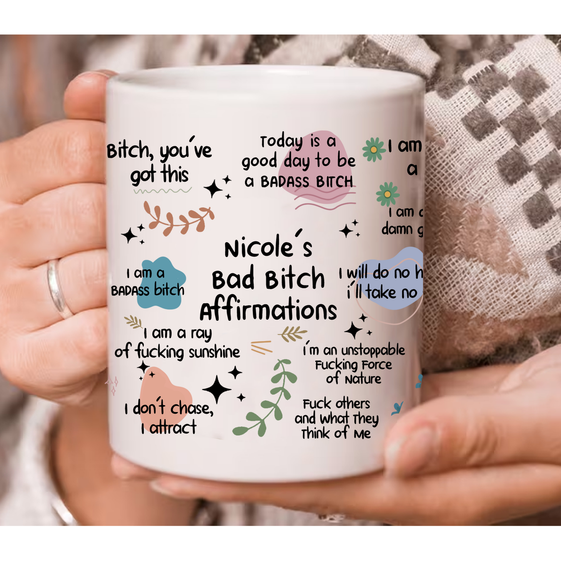 Funny Mug - Bad B*Tch Affirmations - For Coworkers, Friends, Self Gift - Personalized Mug Pa00