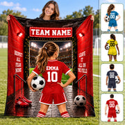 Personalized Soccer Blanket, Custom Soccer Player Blanket with Name & Number, Soccer Mom Gift, Sports Boys & Girl Na02 Hv01