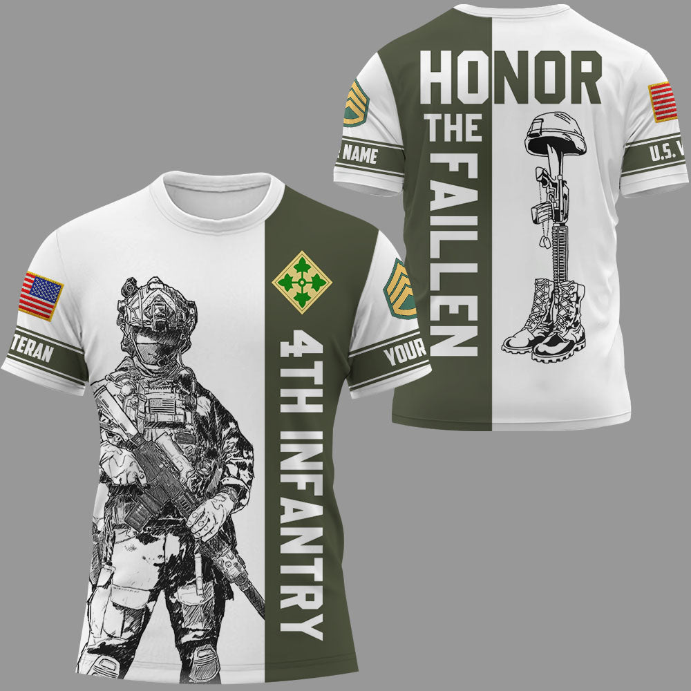 Personalized All Over Print Shirt Honor The Fallen Custom All Branches K1702