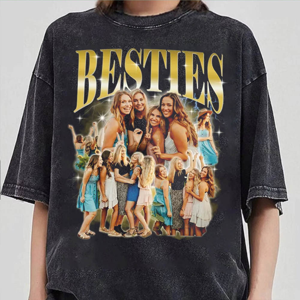 Custom Bestie Bootleg Shirt 90s Vintage Bootleg Custom Face Personalized T Shirt - Custom Photo Bestie, Best Friend Birthday Bootleg Funny BFF 90s Vintage