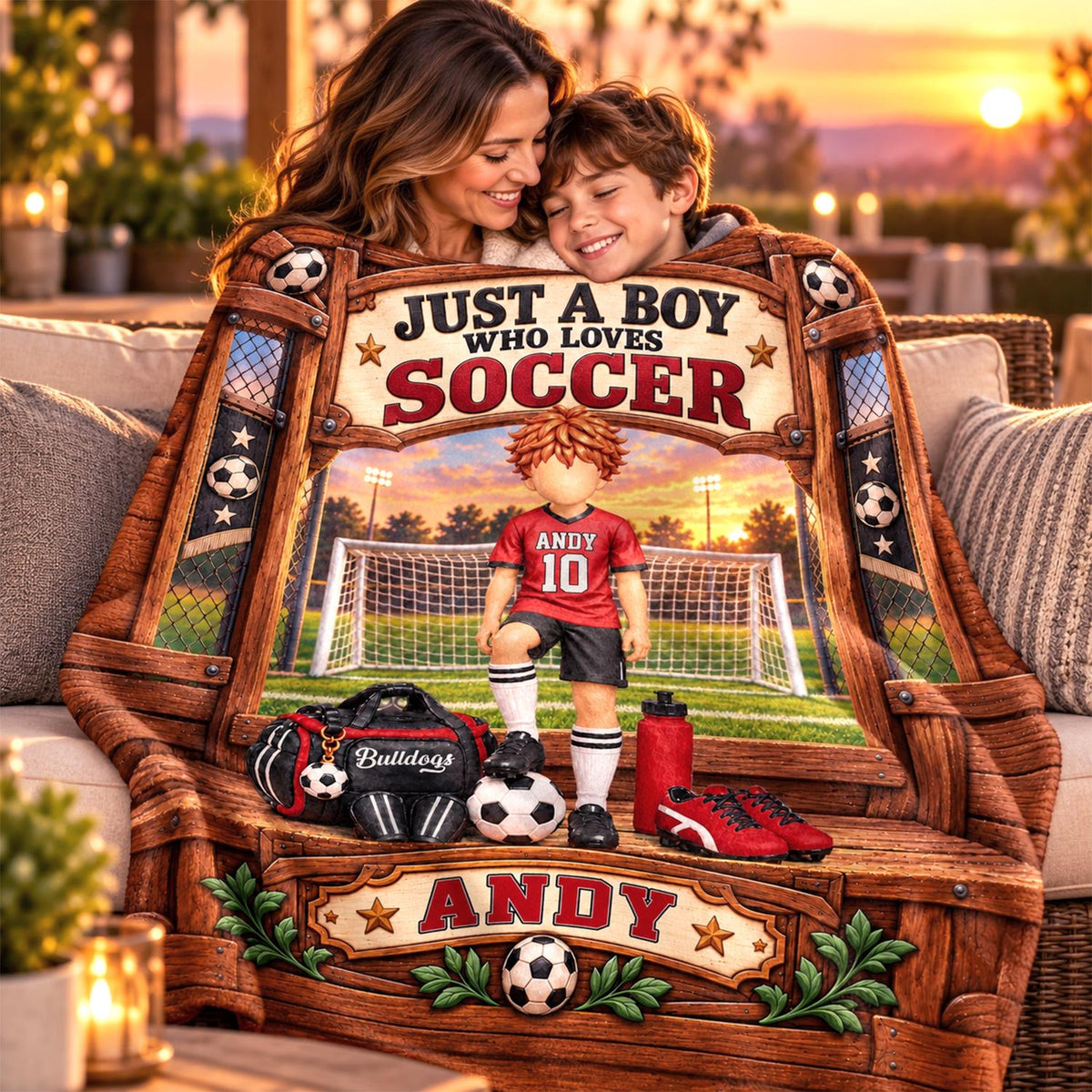 Just A Boy Who Loves Soccer, Personalized Soccer Blanket, Custom Player Name Gift, Gift For Soccer Players Soccer Lover MI209 Hv01 KL07
