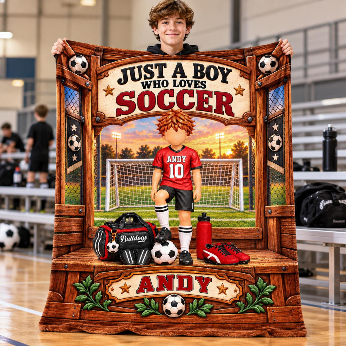 Just A Boy Who Loves Soccer, Personalized Soccer Blanket, Custom Player Name Gift, Gift For Soccer Players Soccer Lover MI209 Hv01 KL07