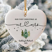 Mr Mrs Personalized Ceramic Ornament - Wedding Gift - Personalized First Christmas Keepsake - Our 1st Christmas Mr & Mrs Custom Ornament - Housewarming Mr And Mrs Idea Li29