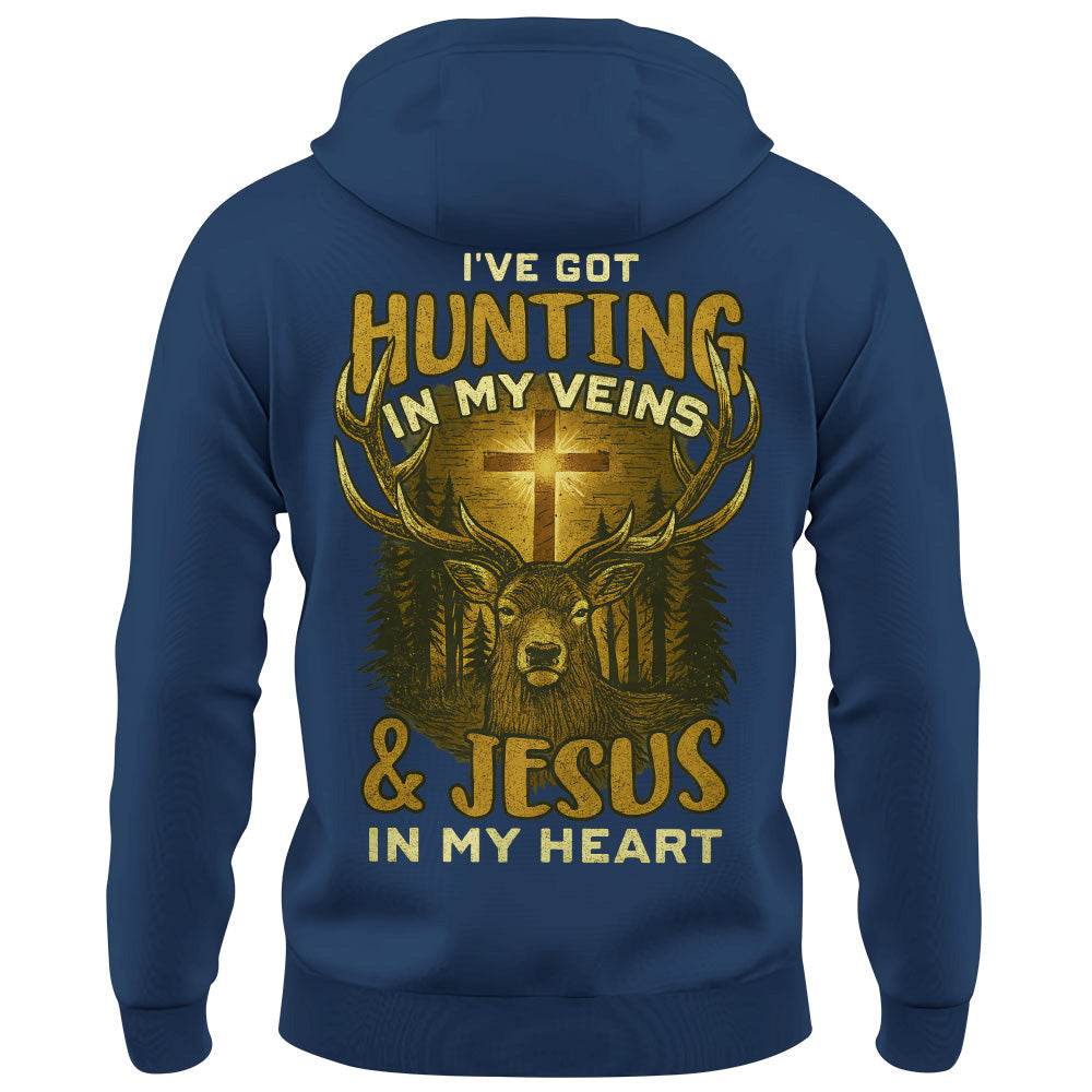 I've Got Hunting In My Veins & Jesus In My Heart Shirt For Hunting Lovers Pt99