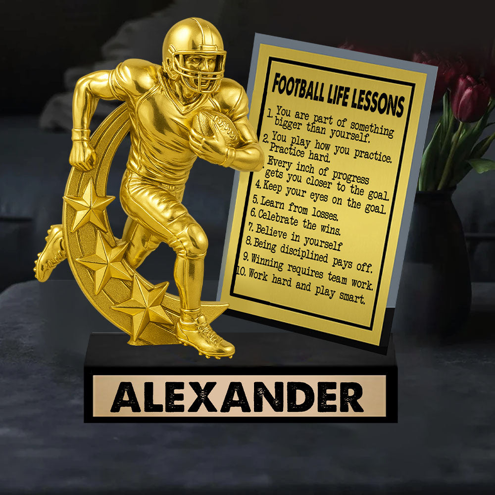 Football Life Lesson, Personalized Acrylic Block Plaque Football, Gift For Football Player Nh00