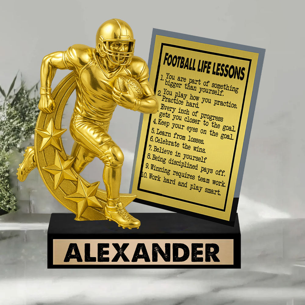 Football Life Lesson, Personalized Acrylic Block Plaque Football, Gift For Football Player Nh00