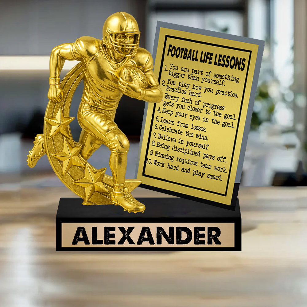 Football Life Lesson, Personalized Acrylic Block Plaque Football, Gift For Football Player Nh00