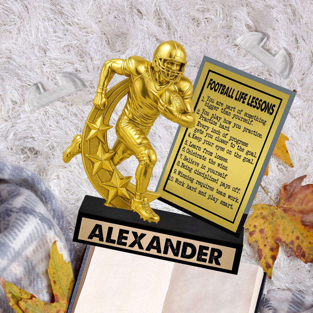 Football Life Lesson, Personalized Acrylic Block Plaque Football, Gift For Football Player Nh00