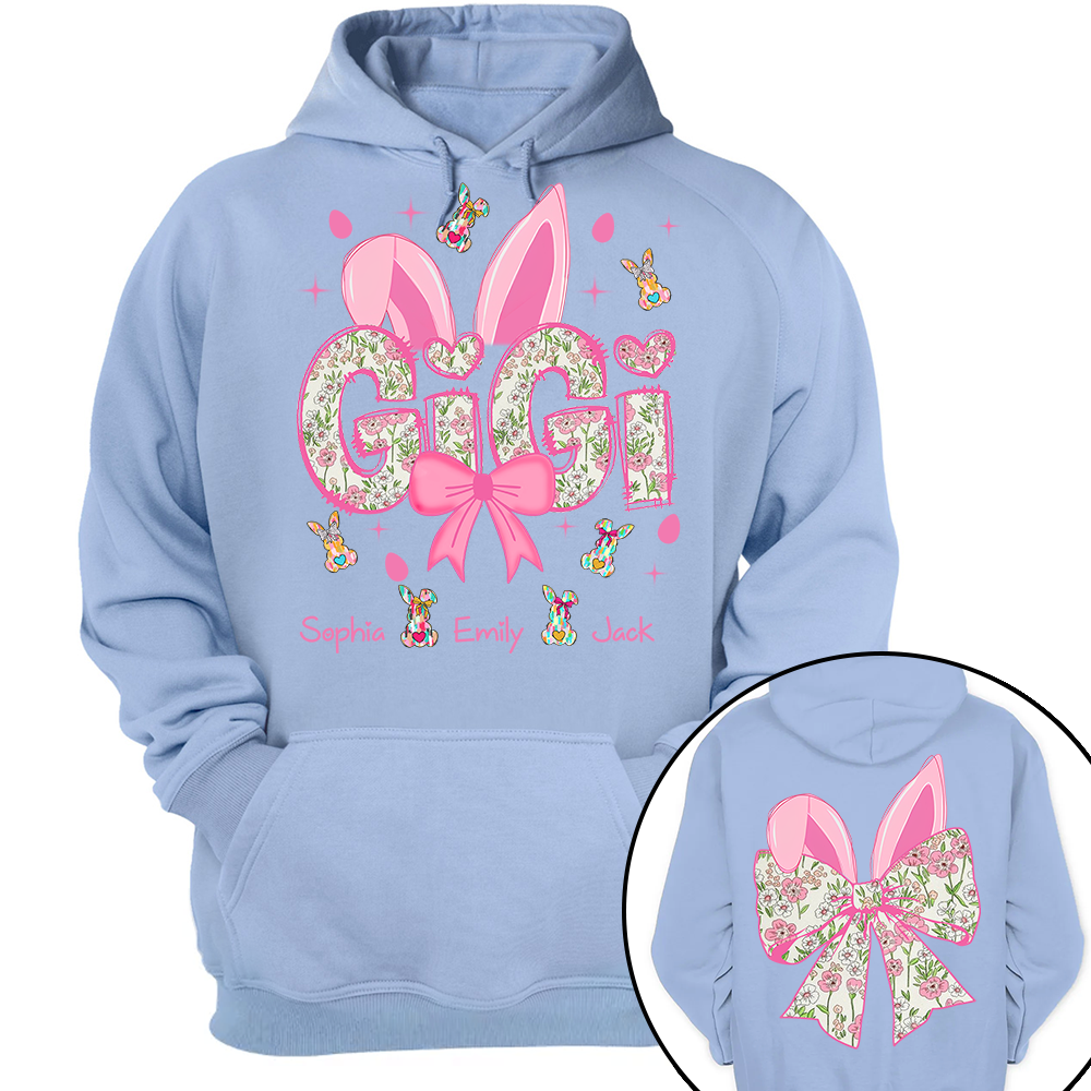 Personalized Colorful Gigi Easter Bunny Shirt - Custom Nickname and Kids Names Shirt For Grandma Tm01