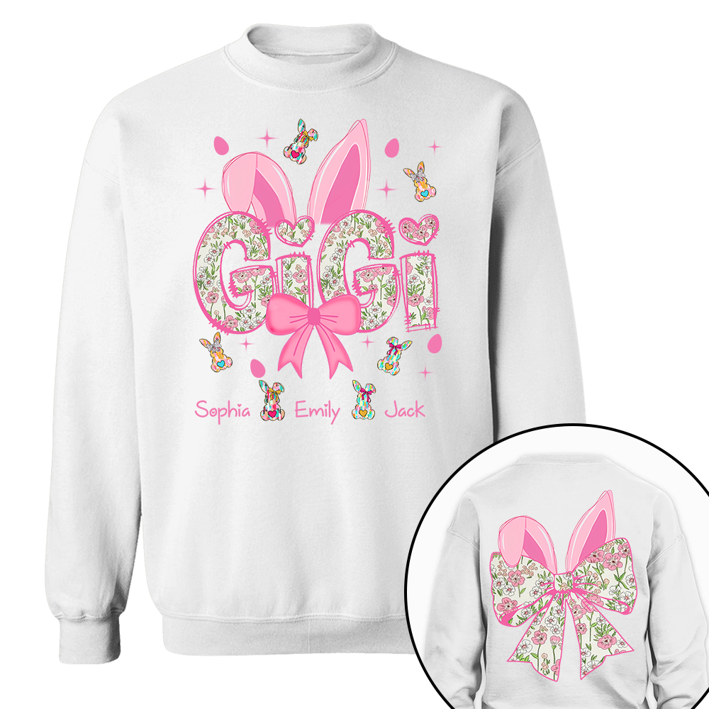 Personalized Colorful Gigi Easter Bunny Shirt - Custom Nickname and Kids Names Shirt For Grandma Tm01