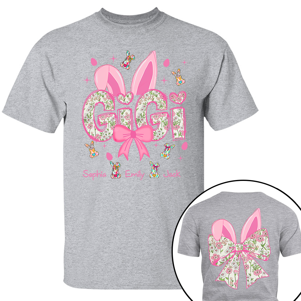 Personalized Colorful Gigi Easter Bunny Shirt - Custom Nickname and Kids Names Shirt For Grandma Tm01
