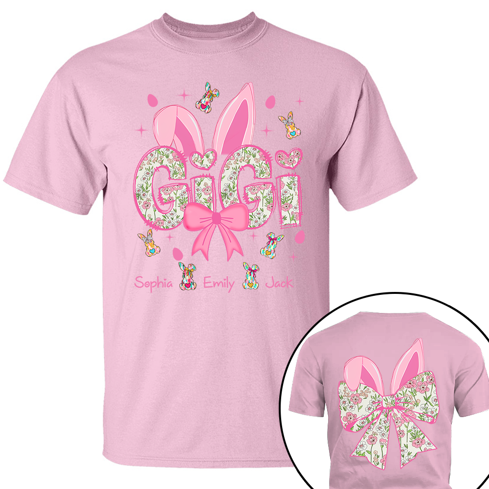 Personalized Colorful Gigi Easter Bunny Shirt - Custom Nickname and Kids Names Shirt For Grandma Tm01