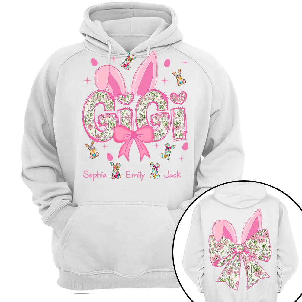 Personalized Colorful Gigi Easter Bunny Shirt - Custom Nickname and Kids Names Shirt For Grandma Tm01