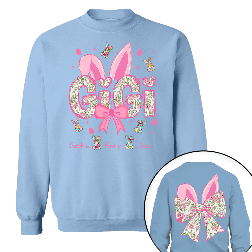 Personalized Colorful Gigi Easter Bunny Shirt - Custom Nickname and Kids Names Shirt For Grandma Tm01