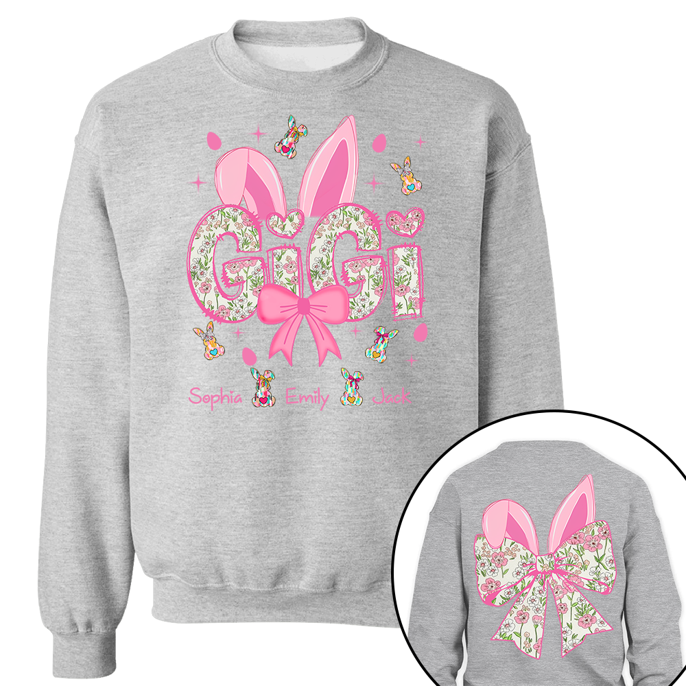 Personalized Colorful Gigi Easter Bunny Shirt - Custom Nickname and Kids Names Shirt For Grandma Tm01