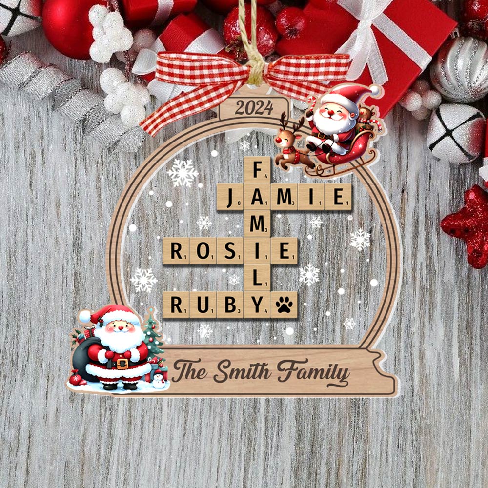 Family Crossword Christmas Ornament, Scrabble Personalized Christmas Ornaments - HH0511 Tm01