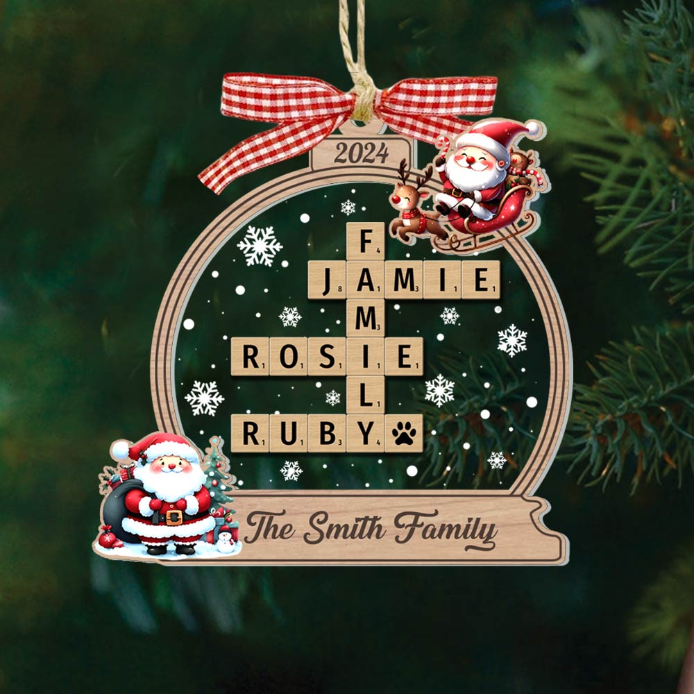 Family Crossword Christmas Ornament, Scrabble Personalized Christmas Ornaments - HH0511 Tm01