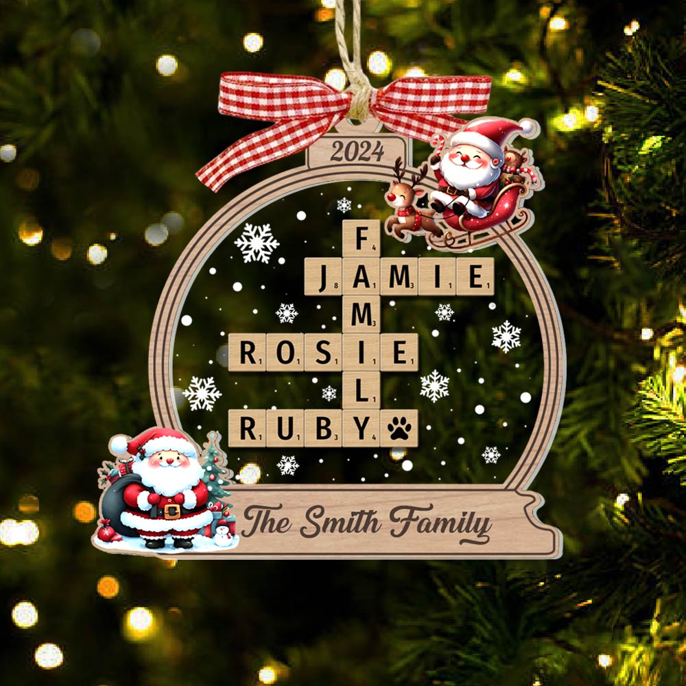 Family Crossword Christmas Ornament, Scrabble Personalized Christmas Ornaments - HH0511 Tm01