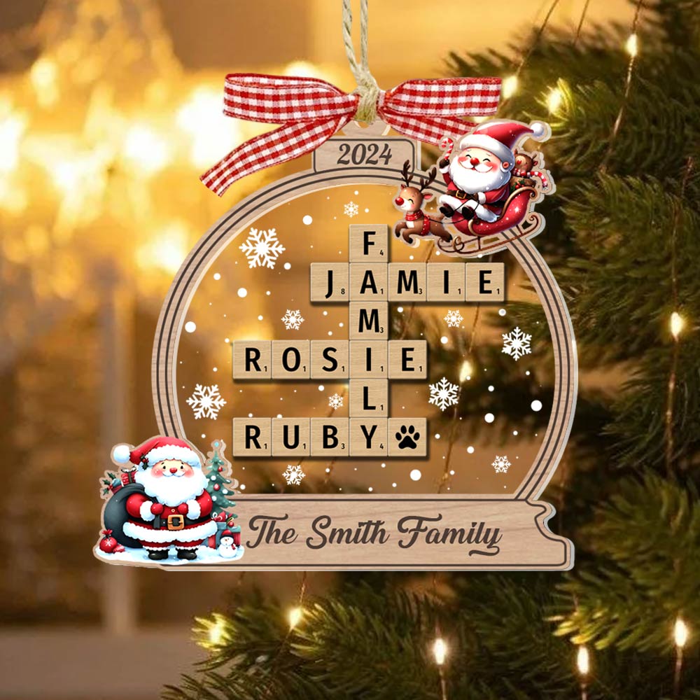 Family Crossword Christmas Ornament, Scrabble Personalized Christmas Ornaments - HH0511 Tm01