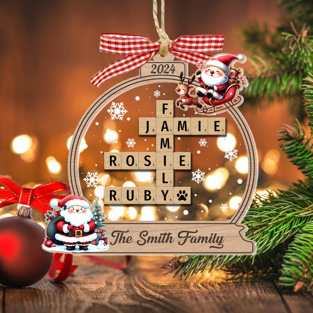 Family Crossword Christmas Ornament, Scrabble Personalized Christmas Ornaments - HH0511 Tm01