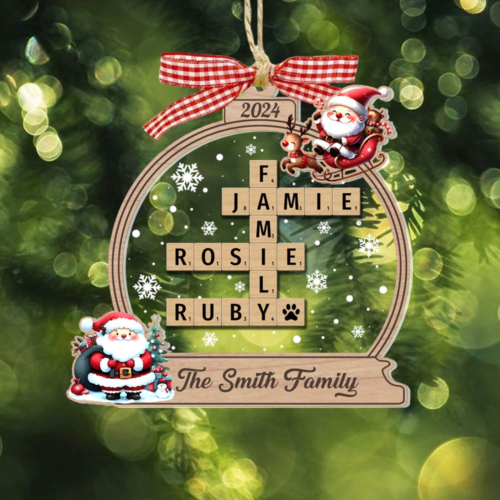 Family Crossword Christmas Ornament, Scrabble Personalized Christmas Ornaments - HH0511 Tm01