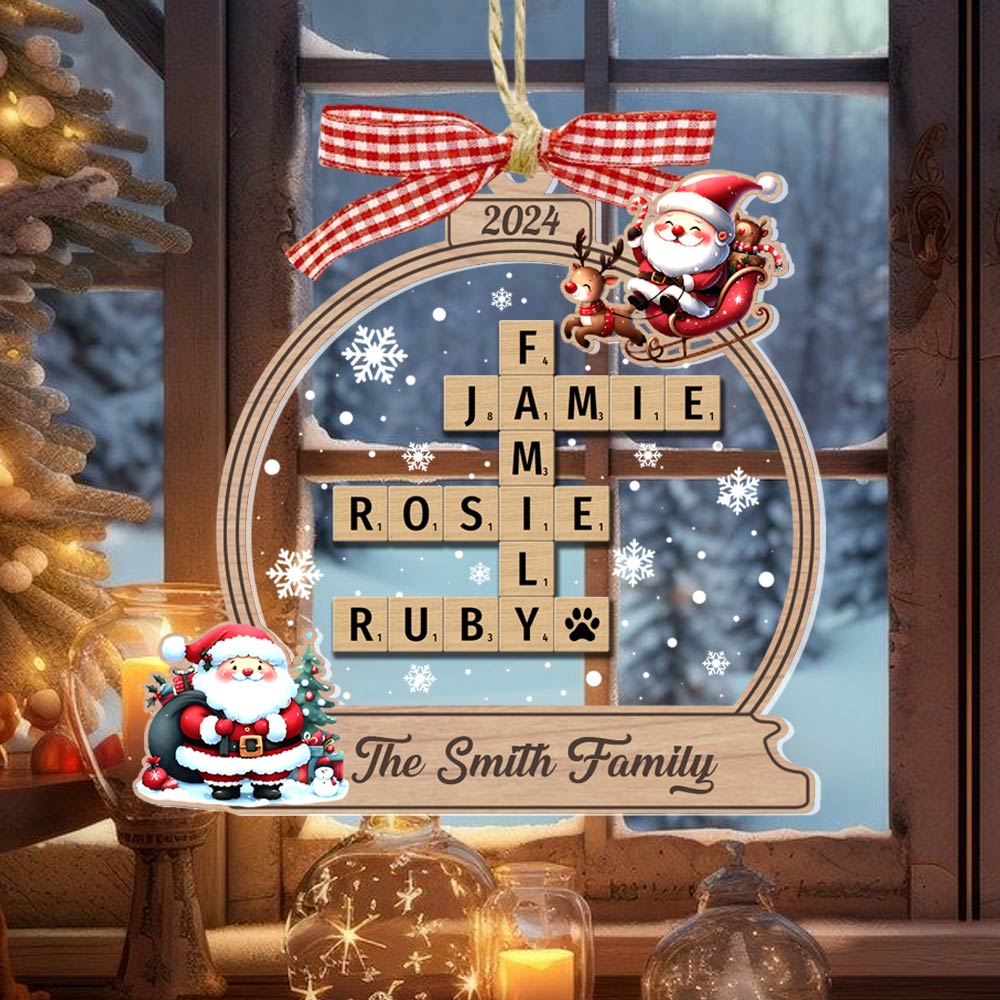 Family Crossword Christmas Ornament, Scrabble Personalized Christmas Ornaments - HH0511 Tm01