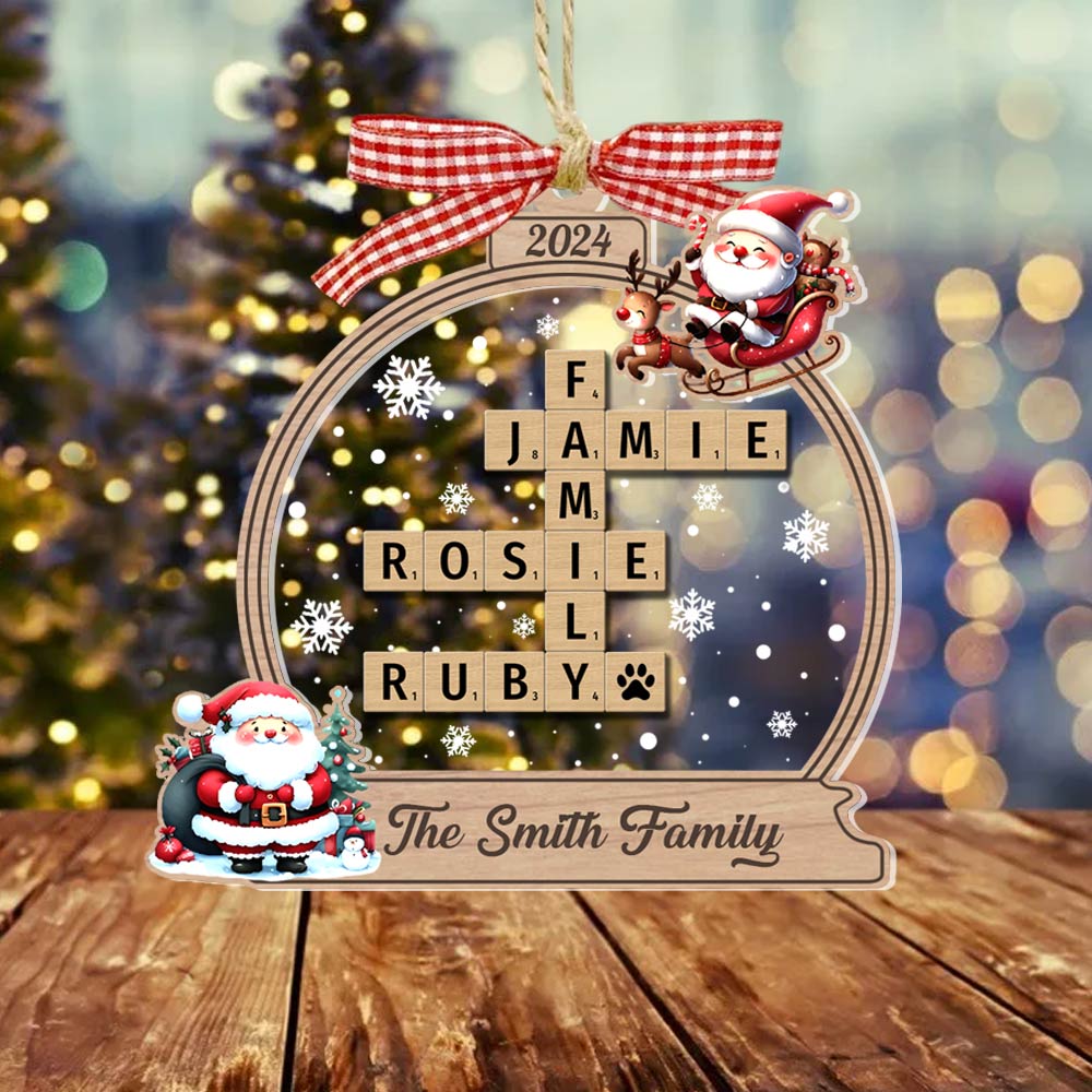 Family Crossword Christmas Ornament, Scrabble Personalized Christmas Ornaments - HH0511 Tm01