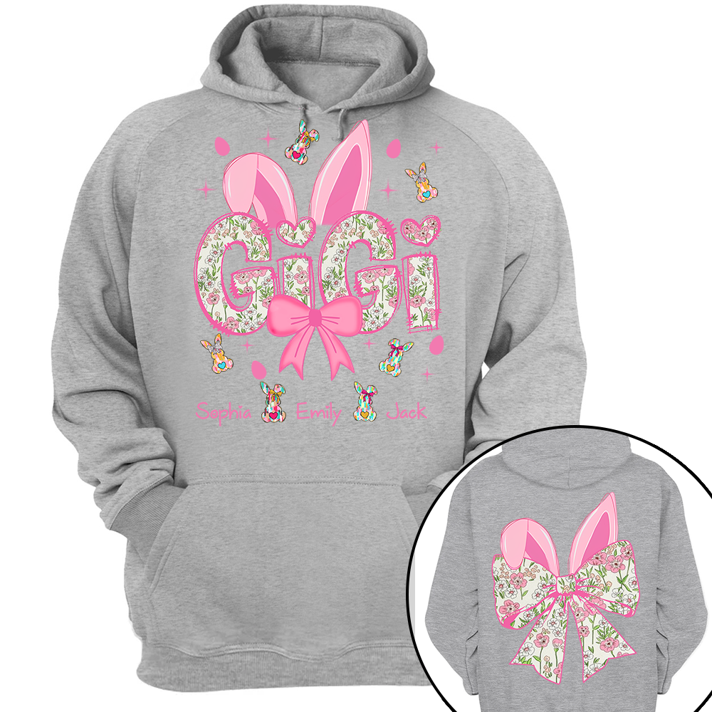 Personalized Colorful Gigi Easter Bunny Shirt - Custom Nickname and Kids Names Shirt For Grandma Tm01