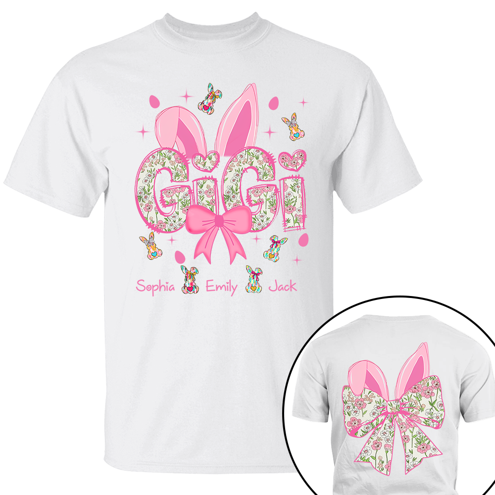 Personalized Colorful Gigi Easter Bunny Shirt - Custom Nickname and Kids Names Shirt For Grandma Tm01