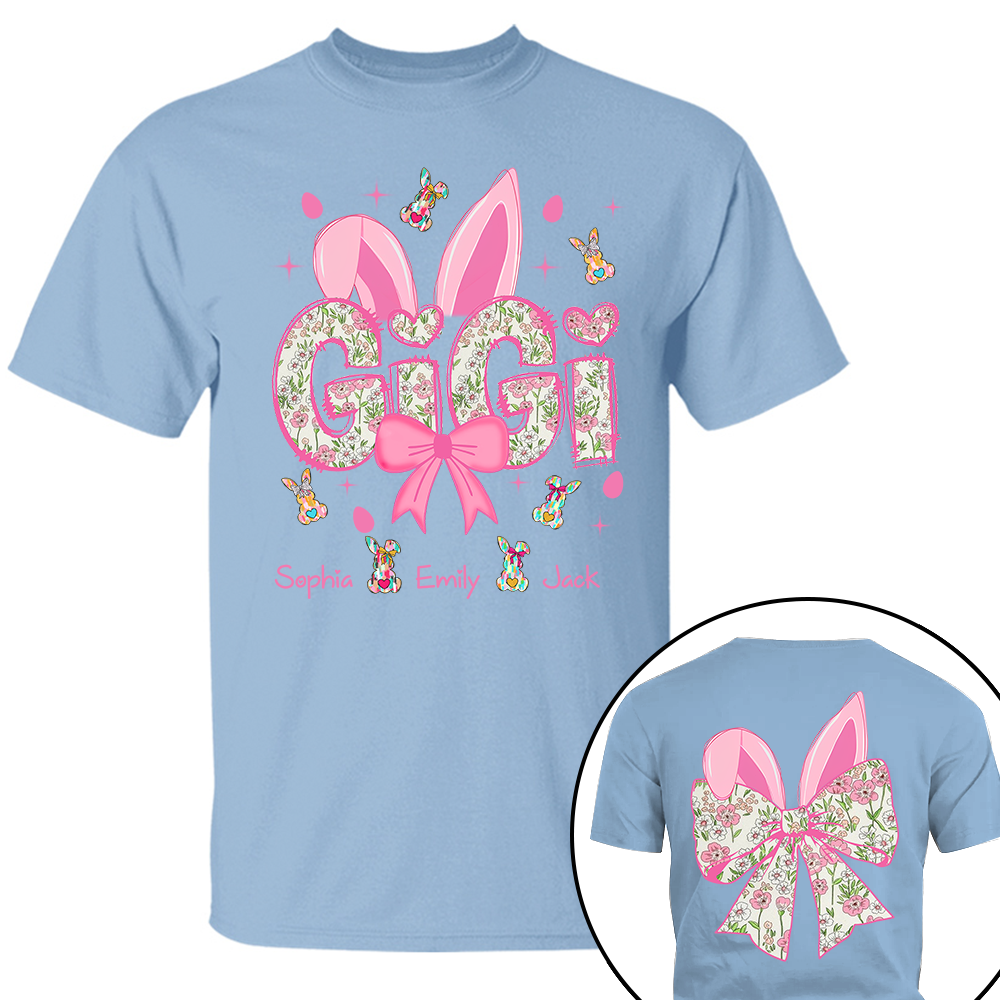 Personalized Colorful Gigi Easter Bunny Shirt - Custom Nickname and Kids Names Shirt For Grandma Tm01