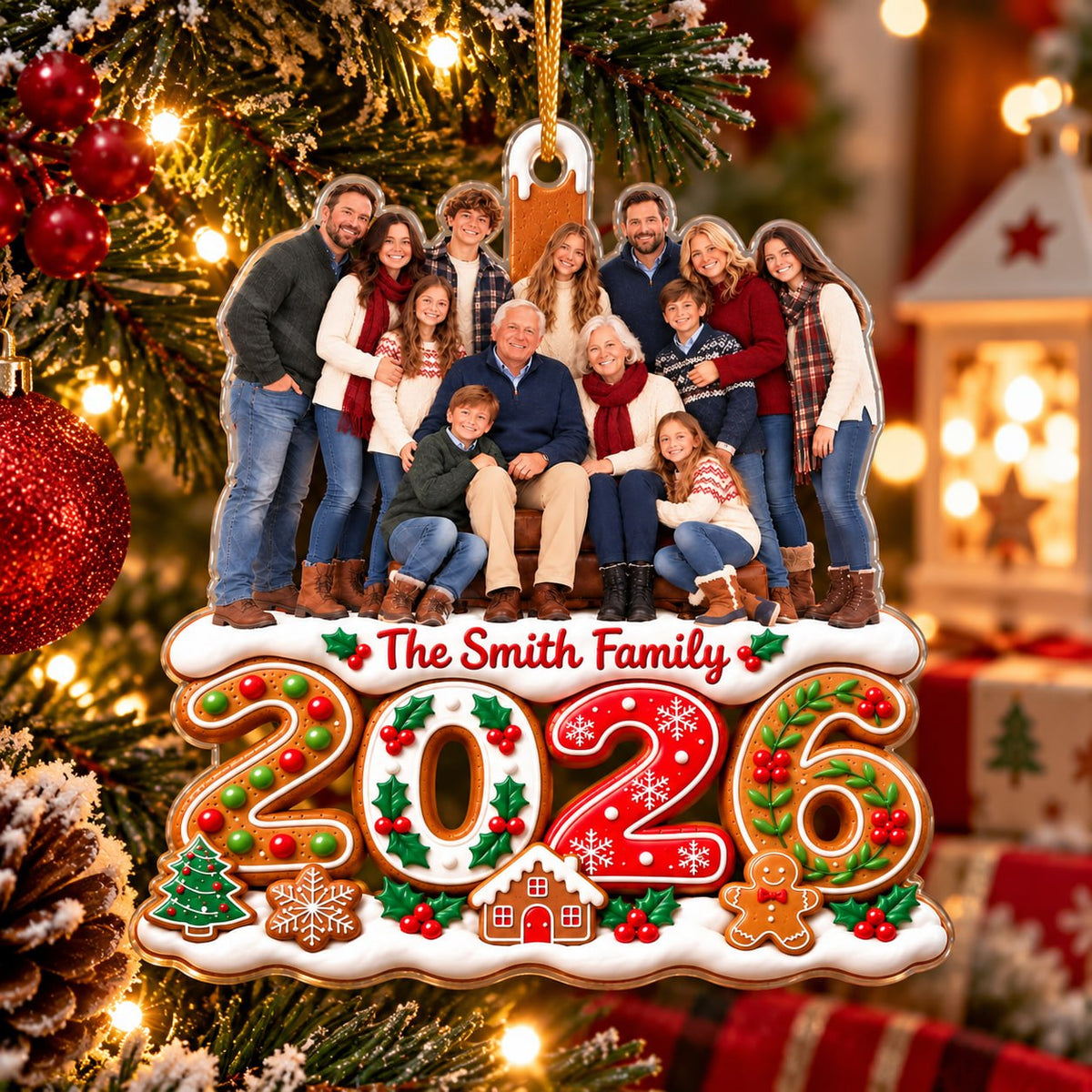 Custom Photo Christmas Family, Personalized Custom Shaped Acrylic Ornament, Gift For Family MI209 T24