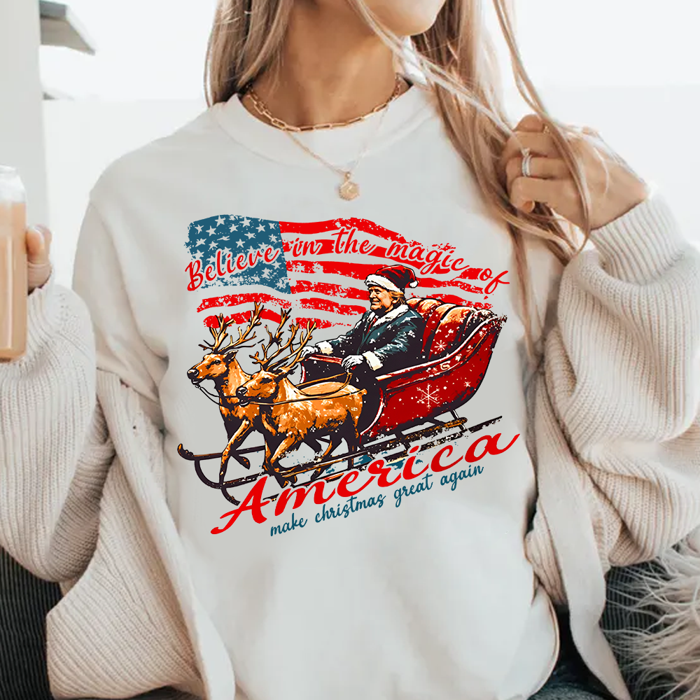 Believe In The Magic Of America Make Christmas Great Again Shirt