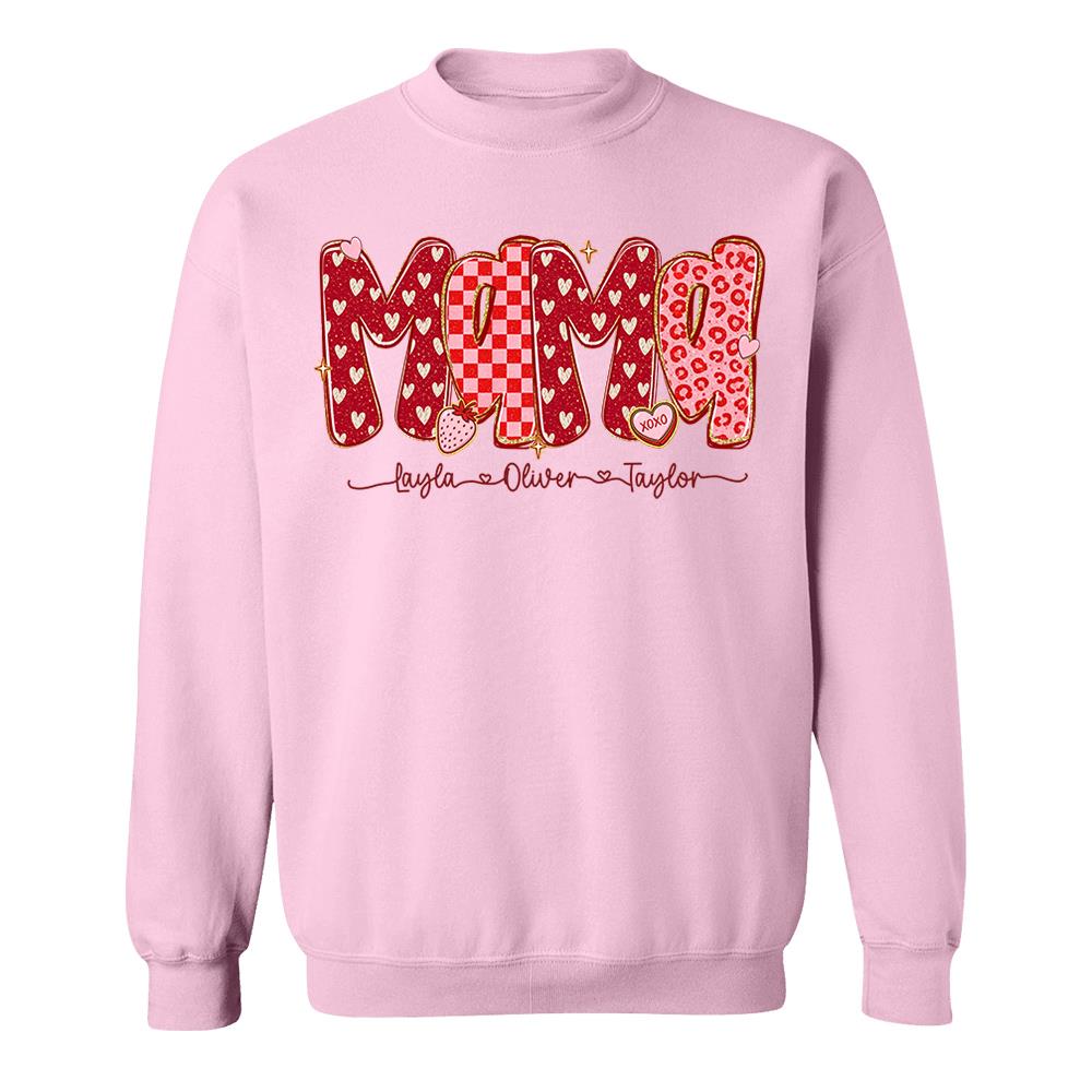 Custom Mama Valentine Glitter Shirt, Leopard Checkered Valentine Nh00