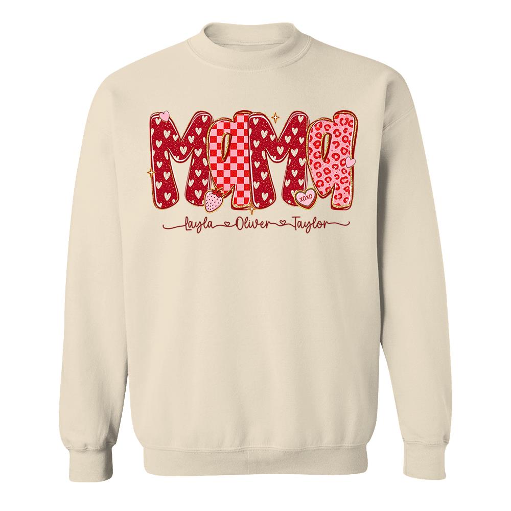 Custom Mama Valentine Glitter Shirt, Leopard Checkered Valentine Nh00