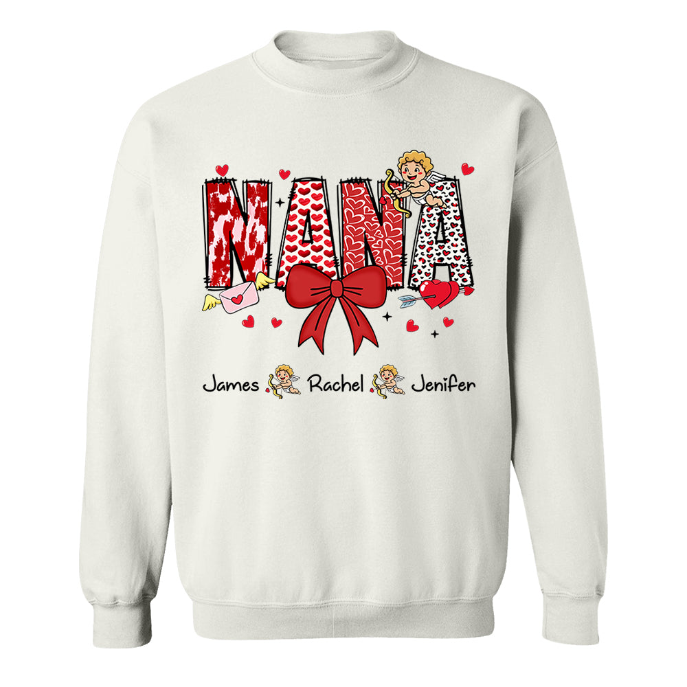 Personalized Valentine Mama Coquette Shirt For Mimi Nana Mom Grandma - Custom Kid Names Tu20