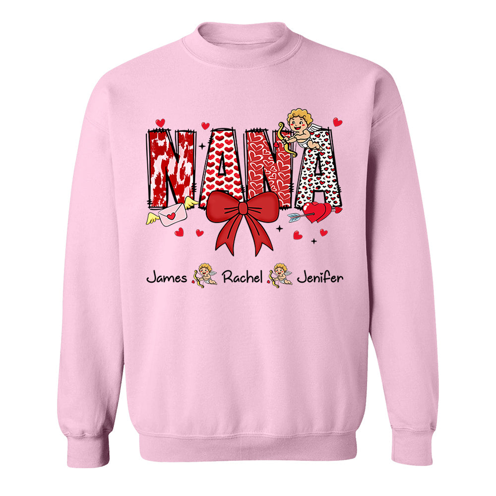 Personalized Valentine Mama Coquette Shirt For Mimi Nana Mom Grandma - Custom Kid Names Tu20