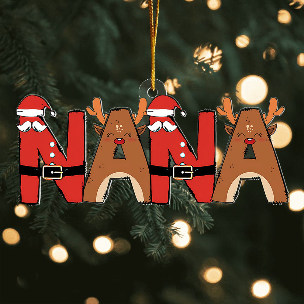 Personalized Acrylic Wooden Kids' Name, Grandma Nickname Christmas Ornament VH01