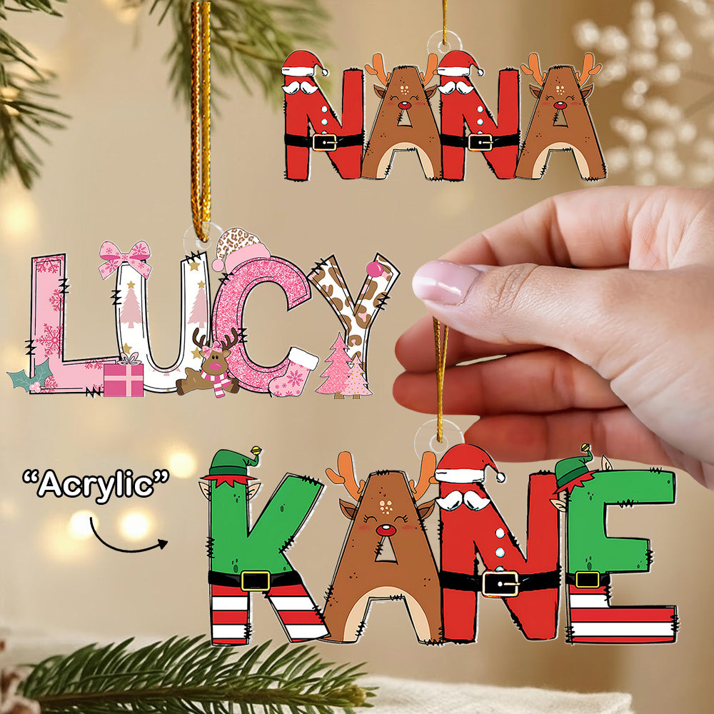 Personalized Acrylic Wooden Kids' Name, Grandma Nickname Christmas Ornament VH01