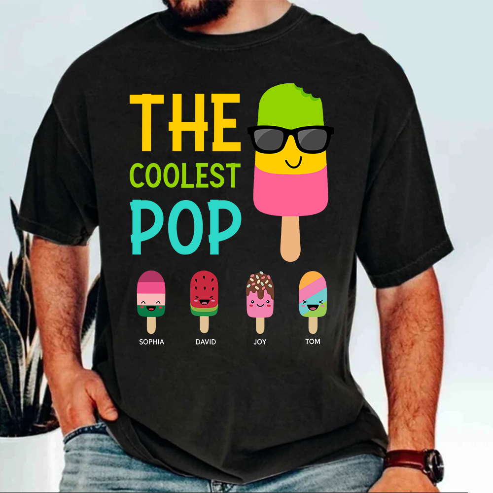 Personalized The Coolest Pop Shirt, Funny Ice Cream Papa And Kid Shirt