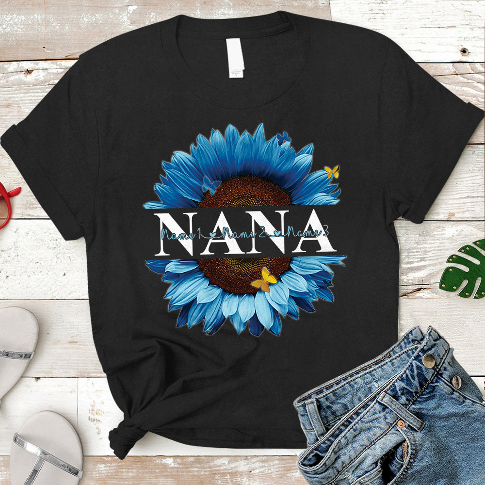 Personalized Nana Blue Sunflower Shirts - Old Woman Shirt - PHTS