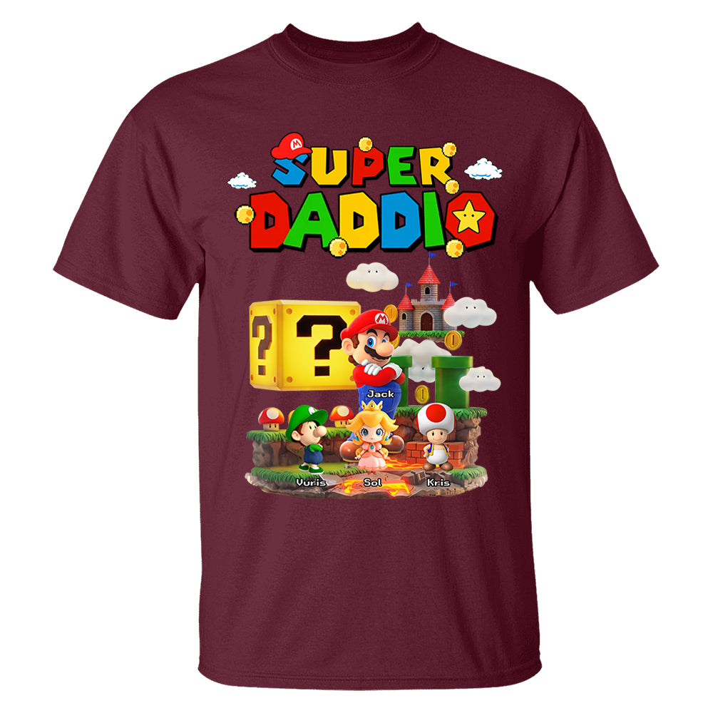 Super Daddio, Personalized Dad Shirt with Custom Kids Name, Gift For Dad, Gift For Father's Day MI209 T24