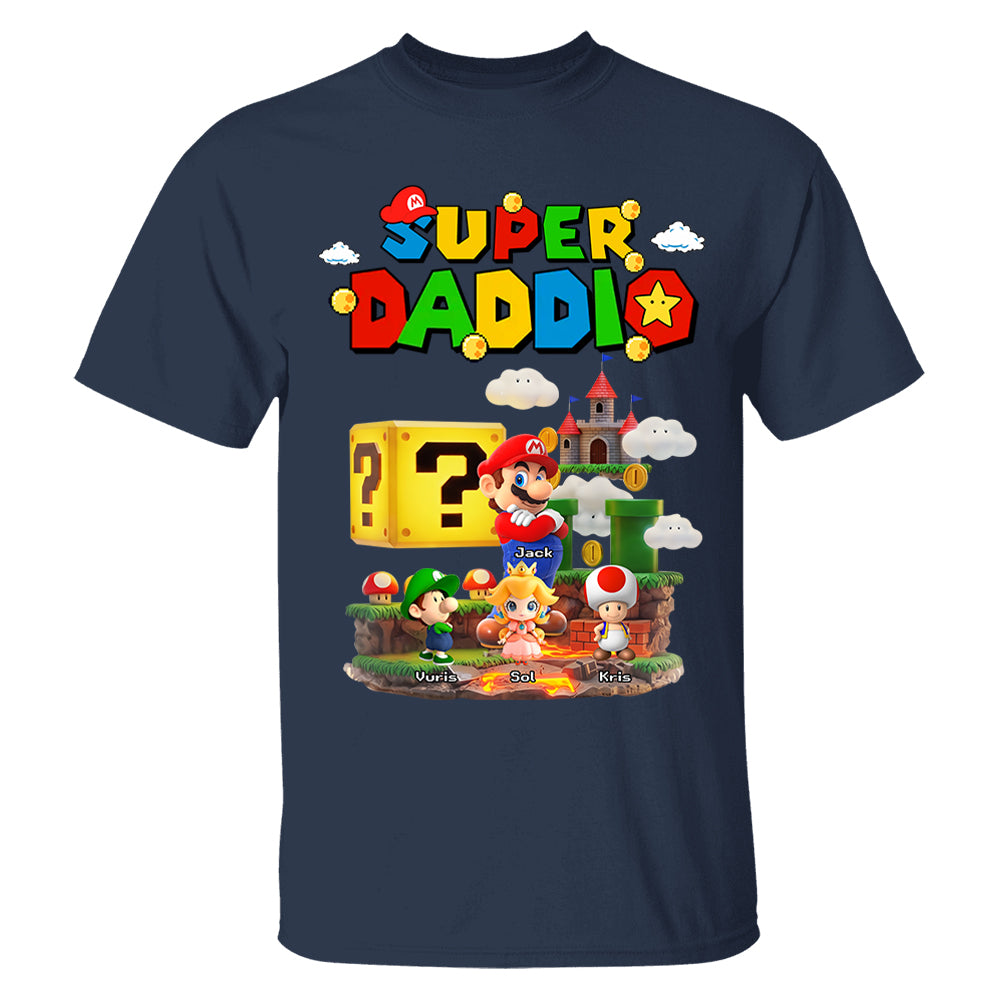 Super Daddio, Personalized Dad Shirt with Custom Kids Name, Gift For Dad, Gift For Father's Day MI209 T24
