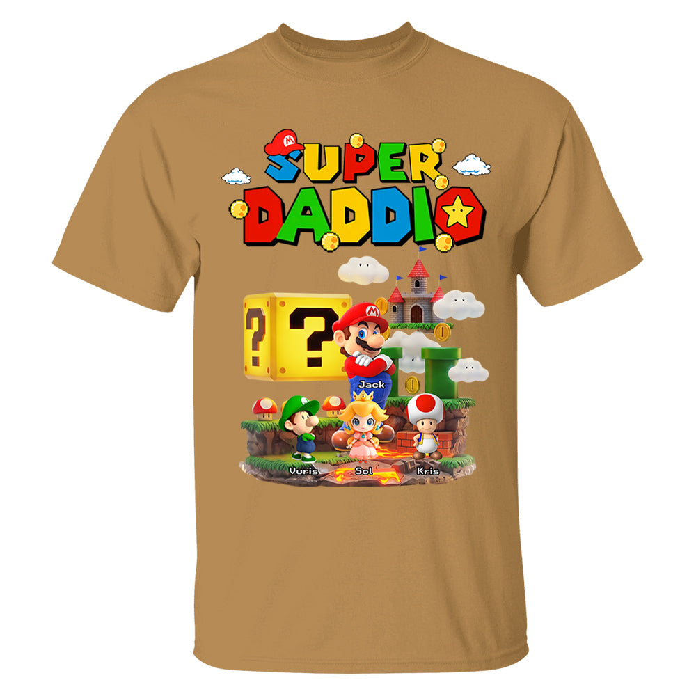 Super Daddio, Personalized Dad Shirt with Custom Kids Name, Gift For Dad, Gift For Father's Day MI209 T24