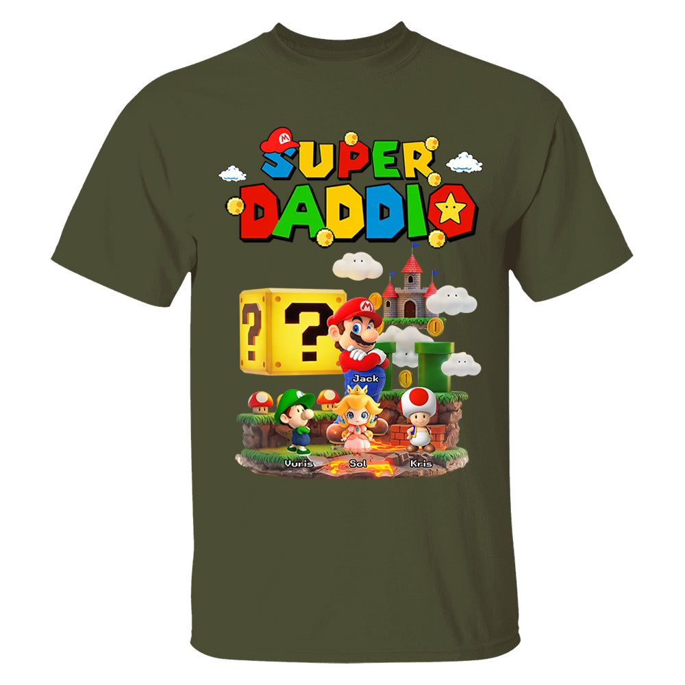 Super Daddio, Personalized Dad Shirt with Custom Kids Name, Gift For Dad, Gift For Father's Day MI209 T24