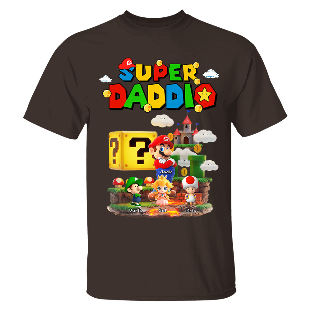 Super Daddio, Personalized Dad Shirt with Custom Kids Name, Gift For Dad, Gift For Father's Day MI209 T24