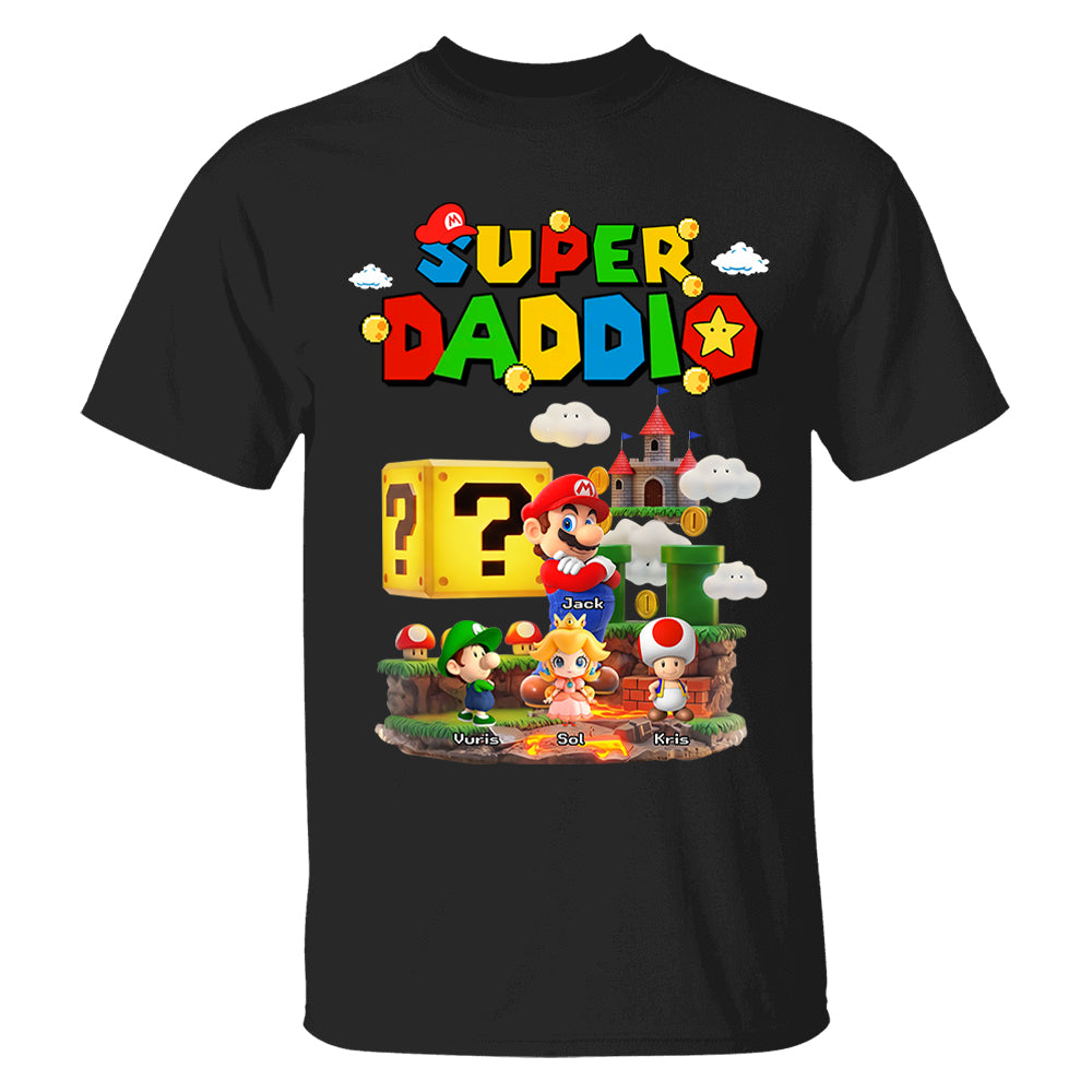Super Daddio, Personalized Dad Shirt with Custom Kids Name, Gift For Dad, Gift For Father's Day MI209 T24